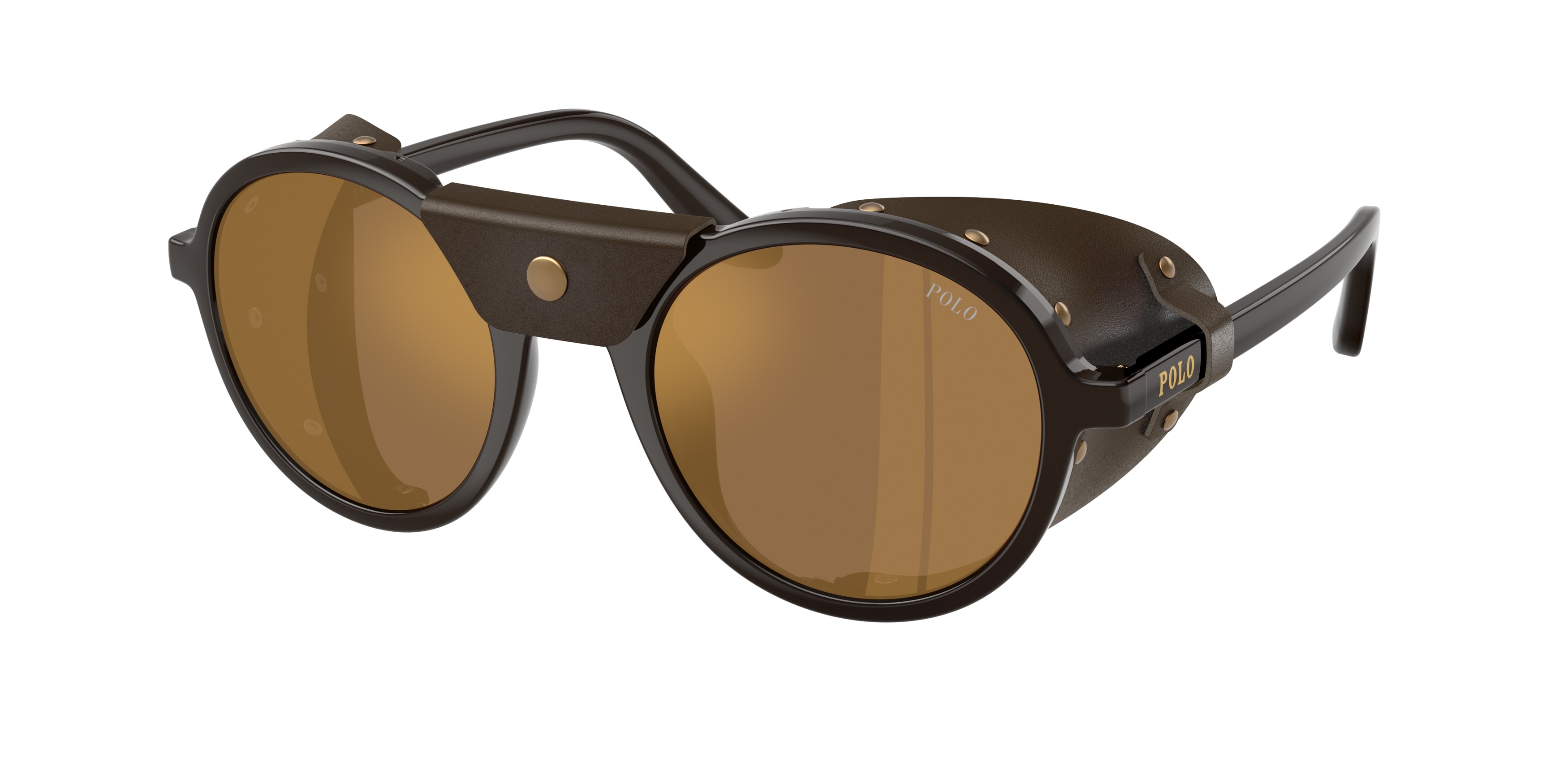 Polo Ralph Lauren Man PH4216QU  6219F9 Sunglasses Injected Brown Brown Round Mirrored-image